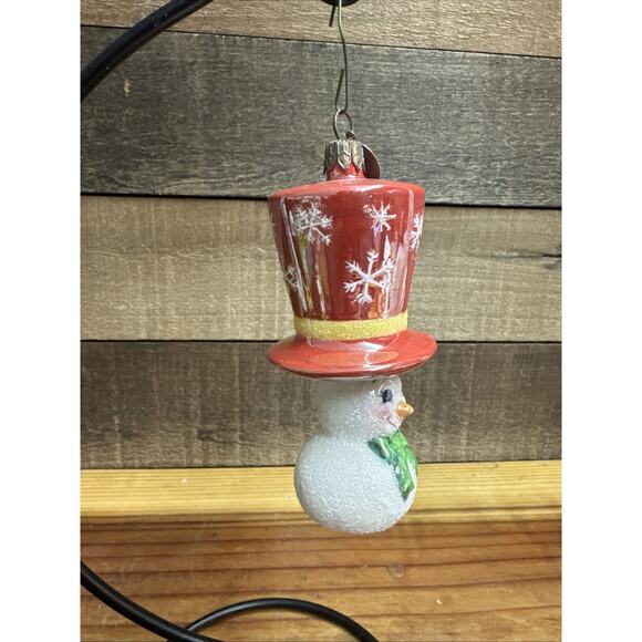 Christopher Radko Snowman Dangling Hat Glass Ornament Hand Painted Christmas - Picture 3 of 4